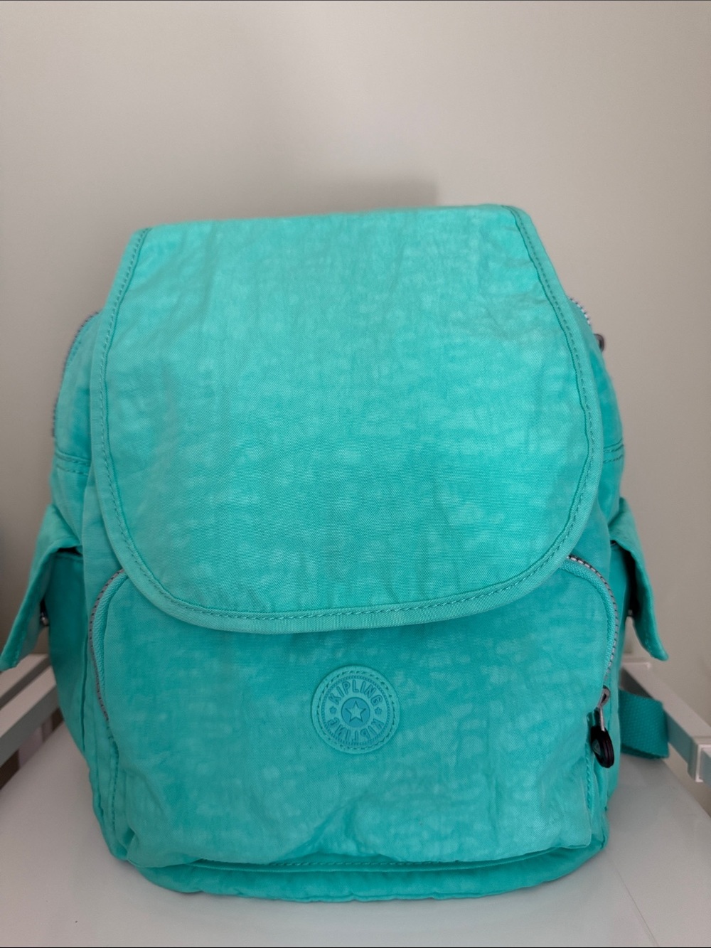Kipling Turquoise Drawstring Backpack Shoulder Bag - Picture 3 of 6